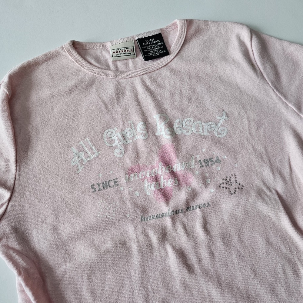 Y2K Graphic T-shirt Girls XL Light Pink Girly‎ Barbiecore Coquette